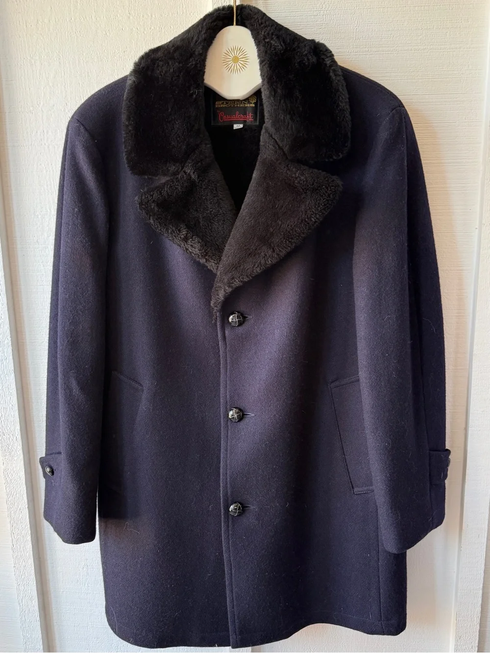 VTG 1960s - 70s Stern Brothers by Casualcraft Wool Car Coat | Deep Navy | 42R